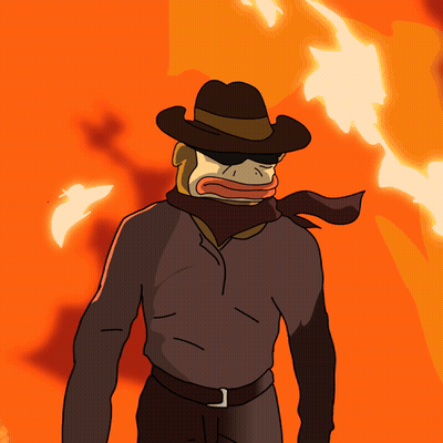 A Cartoon Drawing Of A Cowboy With A Scarf Around His Neck GIF