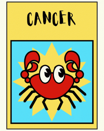 A Cartoon Drawing Of A Crab With The Word Cancer Underneath It GIF