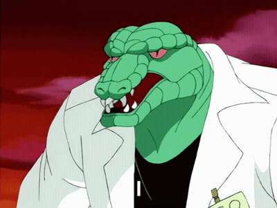 A Cartoon Drawing Of A Crocodile Wearing A Lab Coat And A Name Tag With The Number 20 On It GIF
