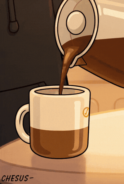 A Cartoon Drawing Of A Cup Of Coffee Being Poured Into It GIF