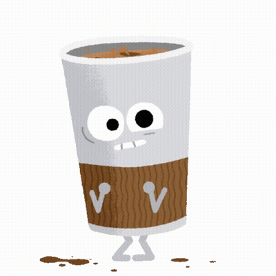 A Cartoon Drawing Of A Cup Of Coffee With A Smiley Face GIF