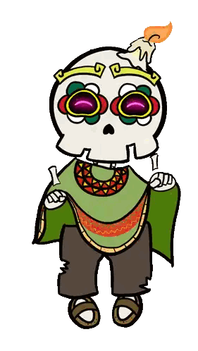 A Cartoon Drawing Of A Day Of The Dead Skeleton Sticker
