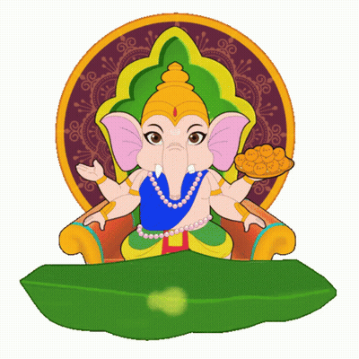 A Cartoon Drawing Of A Deity Sitting On A Leaf GIF