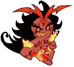 A Cartoon Drawing Of A Demon With Red Eyes And A Black Tail Sticker
