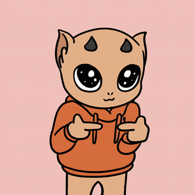A Cartoon Drawing Of A Devil Wearing An Orange Hoodie Giving The Middle Finger GIF