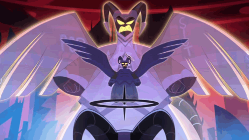 A Cartoon Drawing Of A Devil With Wings And Horns GIF