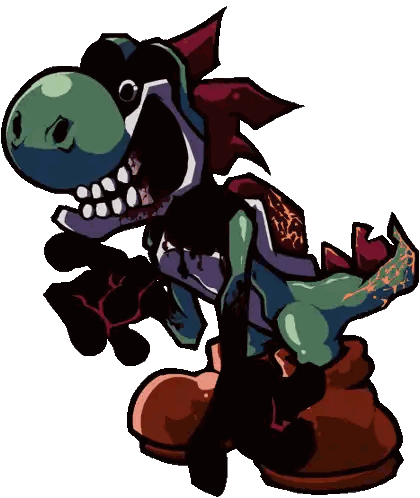 A Cartoon Drawing Of A Dinosaur Wearing A Hat And Boots Sticker