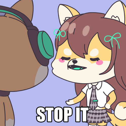 A Cartoon Drawing Of A Dog And A Girl With The Words Stop It On The Bottom GIF