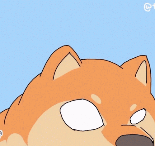 A Cartoon Drawing Of A Dog Sitting Next To A Pile Of Hay On A Pink Surface GIF