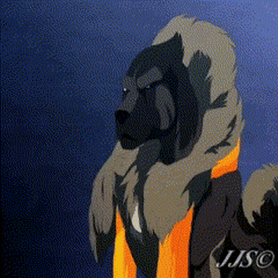 A Cartoon Drawing Of A Dog With A Scarf Around Its Neck And The Name Jjso On The Bottom GIF