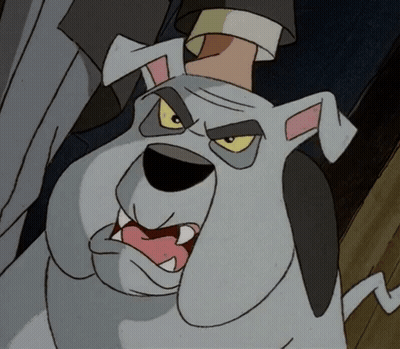 A Cartoon Drawing Of A Dog With A Yellow Eye GIF