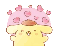 A Cartoon Drawing Of A Dog With Pink Hearts Coming Out Of Its Head . Sticker