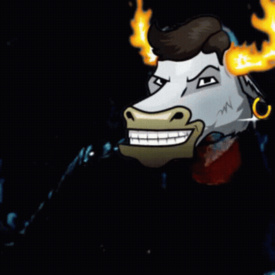 A Cartoon Drawing Of A Donkey 'S Head With Flames Coming Out Of It 'S Head . GIF