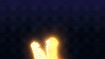 A Cartoon Drawing Of A Dragon With Its Mouth Open And Glowing In The Dark GIF