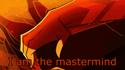 a cartoon drawing of a dragon with the words " i am the mastermind " above it