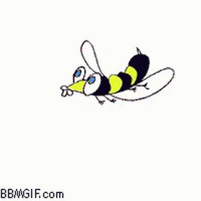 A Cartoon Drawing Of A Dragonfly Flying On A Pink Stick . GIF