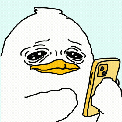A Cartoon Drawing Of A Duck Holding A Cellphone GIF