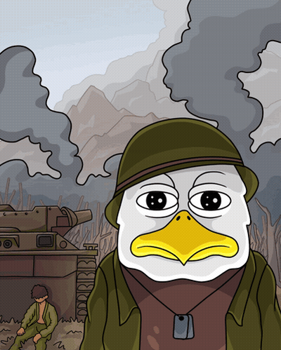 A Cartoon Drawing Of A Duck Wearing A Helmet GIF
