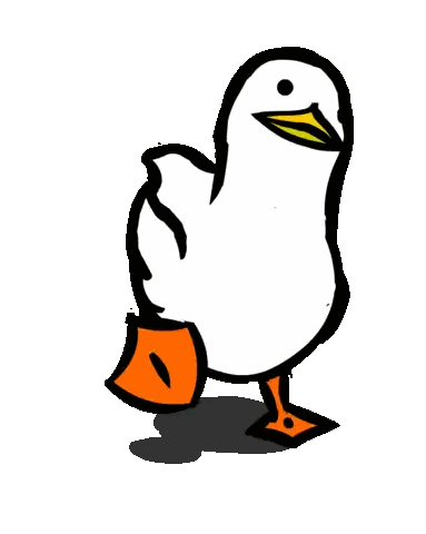 A Cartoon Drawing Of A Duck With Orange Legs Sticker