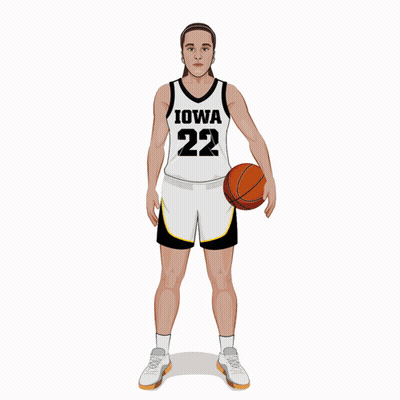 A Cartoon Drawing Of A Female Basketball Player Wearing A Diana 22 Jersey GIF