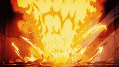 A Cartoon Drawing Of A Fire Explosion With Smoke Coming Out Of It GIF