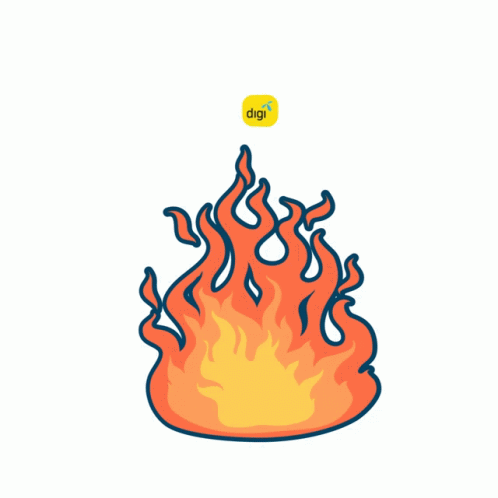 A Cartoon Drawing Of A Fire With A Digi Logo GIF