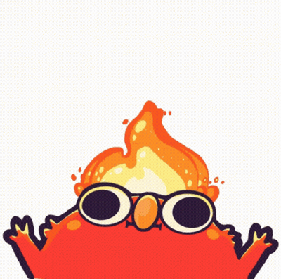 A Cartoon Drawing Of A Fire With Glasses On It GIF
