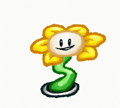 A Cartoon Drawing Of A Flower With A Green Stem And A Smiling Face GIF