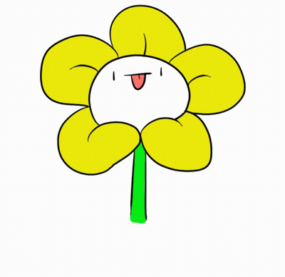 A Cartoon Drawing Of A Flower With A Green Stem Sticking Its Tongue Out GIF