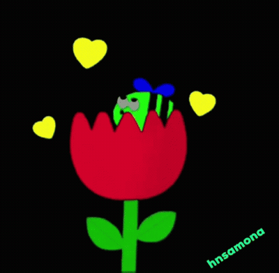 A Cartoon Drawing Of A Flower With Hearts Around It And The Name Hnsamona On The Bottom GIF