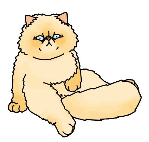 A Cartoon Drawing Of A Fluffy Cat Sitting On The Floor Sticker