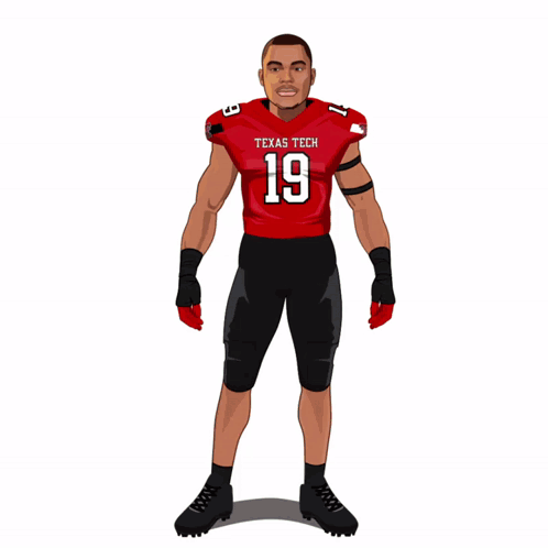 A Cartoon Drawing Of A Football Player From Texas Tech GIF