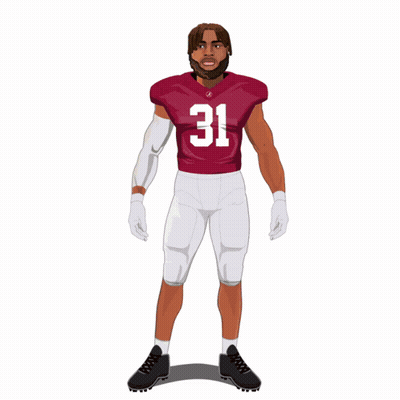 A Cartoon Drawing Of A Football Player Wearing A Maroon Jersey With The Number 31 On It GIF