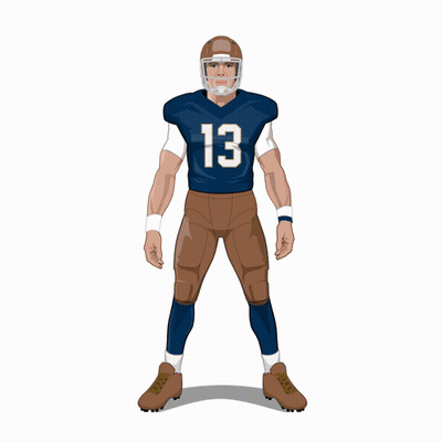 A Cartoon Drawing Of A Football Player Wearing The Number 13 GIF