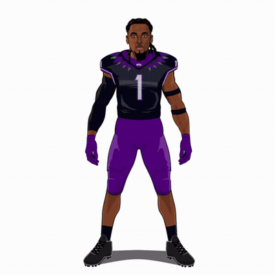 A Cartoon Drawing Of A Football Player With The Number 1 On His Shirt GIF