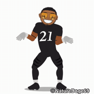 A Cartoon Drawing Of A Football Player With The Number 21 On His Jersey GIF