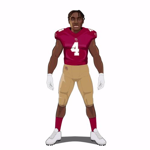 A Cartoon Drawing Of A Football Player With The Number 4 GIF