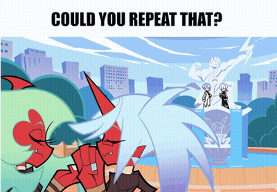 A Cartoon Drawing Of A Fountain With The Words " Could You Repeat That " At The Top GIF