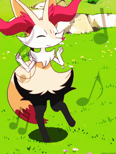 Fox Dancing In A Field Cartoon Drawing GIF