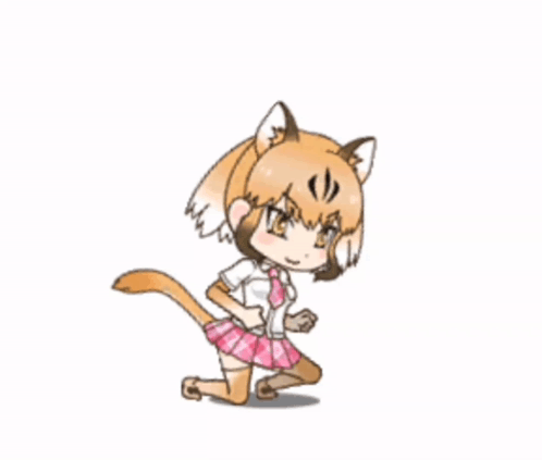 A Cartoon Drawing Of A Fox Girl In A School Uniform GIF