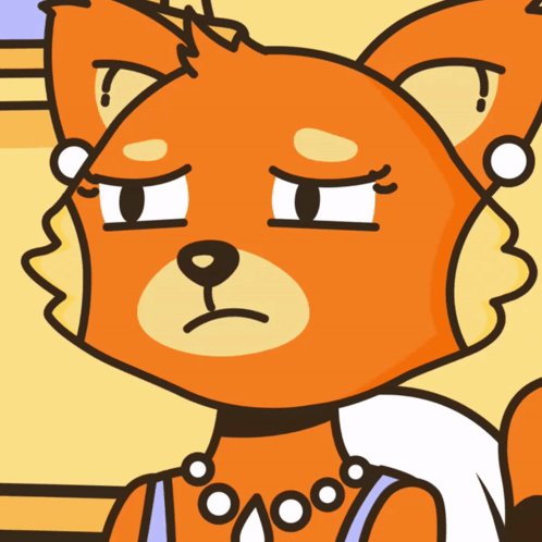 A Cartoon Drawing Of A Fox With A Necklace Around Her Neck GIF