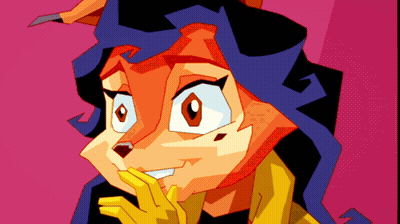 A Cartoon Drawing Of A Fox With Blue Hair GIF