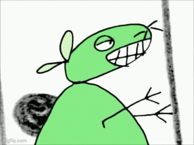 A Cartoon Drawing Of A Frog With The Words `` No , You Can 'T Do That '' Written On It . GIF