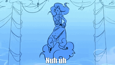 A Cartoon Drawing Of A Genie With The Words Nuh Uh Above Her GIF