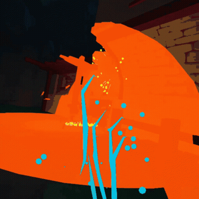 A Cartoon Drawing Of A Giant Orange Object With Blue Lines Coming Out Of It GIF
