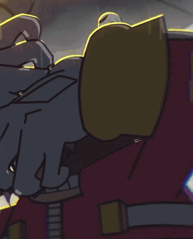 A Cartoon Drawing Of A Giant Robot Holding A Small Doll GIF