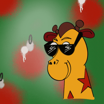 A Cartoon Drawing Of A Giraffe Wearing Sunglasses And A Red Star GIF