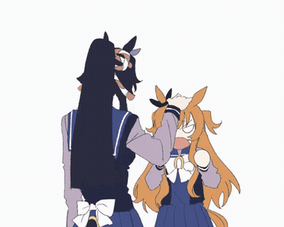 A Cartoon Drawing Of A Girl And A Horse With Long Hair GIF