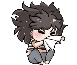 A Cartoon Drawing Of A Girl Blowing Her Nose Sticker