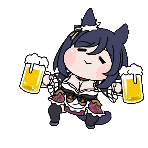 A Cartoon Drawing Of A Girl Holding Two Beers Sticker
